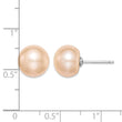 Sterling Silver Rh-plated 10-11mm Pink FW Cultured Button Pearl Earrings - Birthstone Company