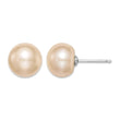 Sterling Silver Rh-plated 10-11mm Pink FW Cultured Button Pearl Earrings - Birthstone Company