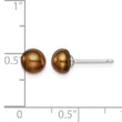 Sterling Silver Rh-plated 6-7mm Brown FW Cultured Button Pearl Stud Earring - Birthstone Company