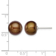 Sterling Silver Rh-plated 10-11mm Brown FWC Button Pearl Earrings - Birthstone Company