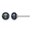 Sterling Silver Rh-plated 6-7mm FW Cultured Button Pearl Black Earrings - Birthstone Company