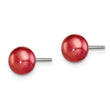 Sterling Silver Rhod-pltd Red 6-7mm Button FWC Pearl Post Earrings - Birthstone Company