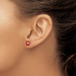 Sterling Silver Rhod-pltd Red 6-7mm Button FWC Pearl Post Earrings - Birthstone Company
