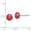 Sterling Silver Rhod-pltd Red 6-7mm Button FWC Pearl Post Earrings - Birthstone Company