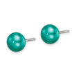 Sterling Silver Polished Teal 6-7mm Freshwater Cultured Pearl Button Post Earrings