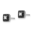 White Night Sterling Silver Rhodium-plated Black and White Diamond Square Stud Post Earrings - Birthstone Company