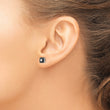 White Night Sterling Silver Rhodium-plated Black and White Diamond Square Stud Post Earrings - Birthstone Company