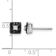 White Night Sterling Silver Rhodium-plated Black and White Diamond Square Stud Post Earrings - Birthstone Company