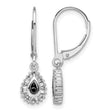 White Night Sterling Silver Rhodium-plated Black and White Diamond Dangle Leverback Earrings - Birthstone Company