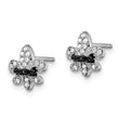 White Night Sterling Silver Rhodium-plated Black and White Diamond Fleur de Lis Post Earrings - Birthstone Company