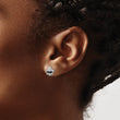 White Night Sterling Silver Rhodium-plated Black and White Diamond Fleur de Lis Post Earrings - Birthstone Company