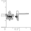 White Night Sterling Silver Rhodium-plated Black and White Diamond Fleur de Lis Post Earrings - Birthstone Company