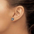 White Night Sterling Silver Rhodium-plated Black and White Diamond Square Post Earrings - Birthstone Company