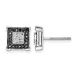 White Night Sterling Silver Rhodium-plated Black and White Diamond Square Post Earrings - Birthstone Company