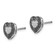 White Night Sterling Silver Rhodium-plated Black and White Diamond Heart Post Earrings - Birthstone Company