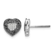White Night Sterling Silver Rhodium-plated Black and White Diamond Heart Post Earrings - Birthstone Company