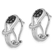White Night Sterling Silver Rhodium-plated Black Diamond Love Knot Omega Back Earrings