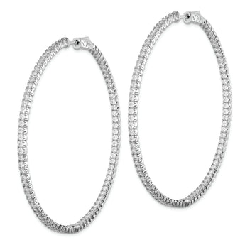Sterling Shimmer Sterling Silver Rhodium-plated 166 Stone 2mm CZ In and Out Round Hinged Hoop Earrings