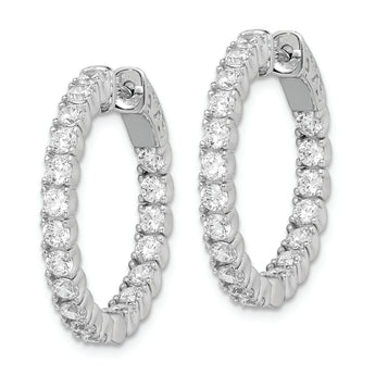 Sterling Shimmer Sterling Silver Rhodium-plated 38 Stone 2.5mm CZ In and Out Round Hinged Hoop Earrings