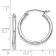 Sterling Silver Rhodium-plated 2mm Round Hoop Earrings