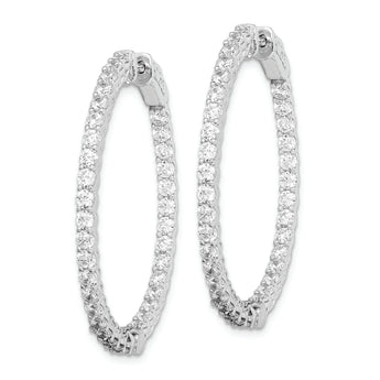 Sterling Shimmer Sterling Silver Rhodium-plated 70 Stone 2.3mm CZ In and Out Round Hinged Hoop Earrings