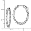 Sterling Shimmer Sterling Silver Rhodium-plated 50 Stone 2mm CZ In and Out Oval Hinged Hoop Earrings