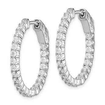 Sterling Shimmer Sterling Silver Rhodium-plated 44 Stone 2.3mm CZ In and Out Oval Hinged Hoop Earrings - Birthstone Company