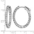 Sterling Shimmer Sterling Silver Rhodium-plated 44 Stone 2.3mm CZ In and Out Oval Hinged Hoop Earrings - Birthstone Company