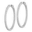 Sterling Shimmer Sterling Silver Rhodium-plated 84 Stone 2.3mm CZ In and Out Oval Hinged Hoop Earrings - Birthstone Company