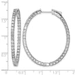 Sterling Shimmer Sterling Silver Rhodium-plated 84 Stone 2.3mm CZ In and Out Oval Hinged Hoop Earrings - Birthstone Company
