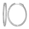 Sterling Shimmer Sterling Silver Rhodium-plated 84 Stone 2.3mm CZ In and Out Oval Hinged Hoop Earrings - Birthstone Company
