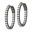 Sterling Shimmer Black Rhodium-plated 42 Stone 2.5mm CZ In and Out Oval Hinged Hoop Earrings - Birthstone Company