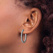 Sterling Shimmer Black Rhodium-plated 42 Stone 2.5mm CZ In and Out Oval Hinged Hoop Earrings - Birthstone Company