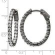 Sterling Shimmer Black Rhodium-plated 42 Stone 2.5mm CZ In and Out Oval Hinged Hoop Earrings - Birthstone Company