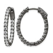 Sterling Shimmer Black Rhodium-plated 42 Stone 2.5mm CZ In and Out Oval Hinged Hoop Earrings - Birthstone Company