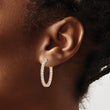 Sterling Shimmer Sterling Silver Rose-tone Flash Rose Gold-plated 42 Stone 2.5mm CZ In and Out Oval Hinged Hoop Earrings - Birthstone Company