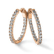 Sterling Shimmer Sterling Silver Rose-tone Flash Rose Gold-plated 42 Stone 2.5mm CZ In and Out Oval Hinged Hoop Earrings - Birthstone Company