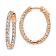 Sterling Shimmer Sterling Silver Rose-tone Flash Rose Gold-plated 42 Stone 2.5mm CZ In and Out Oval Hinged Hoop Earrings