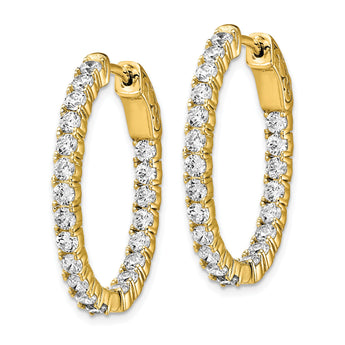 Sterling Shimmer Sterling Silver Gold-tone Flash Gold-plated 42 Stone 2.5mm CZ In and Out Oval Hinged Hoop Earrings - Birthstone Company