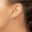 Sterling Shimmer Sterling Silver Gold-tone Flash Gold-plated 42 Stone 2.5mm CZ In and Out Oval Hinged Hoop Earrings - Birthstone Company