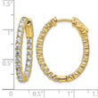 Sterling Shimmer Sterling Silver Gold-tone Flash Gold-plated 42 Stone 2.5mm CZ In and Out Oval Hinged Hoop Earrings - Birthstone Company
