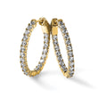Sterling Shimmer Sterling Silver Gold-tone Flash Gold-plated 42 Stone 2.5mm CZ In and Out Oval Hinged Hoop Earrings - Birthstone Company