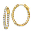 Sterling Shimmer Sterling Silver Gold-tone Flash Gold-plated 42 Stone 2.5mm CZ In and Out Oval Hinged Hoop Earrings