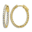 Sterling Shimmer Sterling Silver Gold-tone Flash Gold-plated 42 Stone 2.5mm CZ In and Out Oval Hinged Hoop Earrings - Birthstone Company