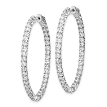 Sterling Shimmer Sterling Silver Rhodium-plated 78 Stone 2.5mm CZ In and Out Oval Hinged Hoop Earrings - Birthstone Company