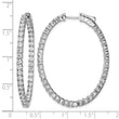 Sterling Shimmer Sterling Silver Rhodium-plated 78 Stone 2.5mm CZ In and Out Oval Hinged Hoop Earrings - Birthstone Company