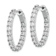 Sterling Shimmer Sterling Silver Rhodium-plated 34 Stone 3.0mm CZ In and Out Oval Hinged Hoop Earrings