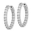 Sterling Shimmer Sterling Silver Rhodium-plated 34 Stone 3.0mm CZ In and Out Oval Hinged Hoop Earrings - Birthstone Company