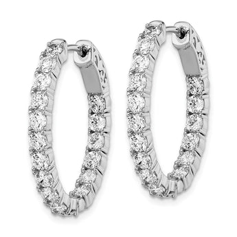 Sterling Shimmer Sterling Silver Rhodium-plated 34 Stone 3.0mm CZ In and Out Oval Hinged Hoop Earrings - Birthstone Company