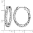 Sterling Shimmer Sterling Silver Rhodium-plated 34 Stone 3.0mm CZ In and Out Oval Hinged Hoop Earrings - Birthstone Company